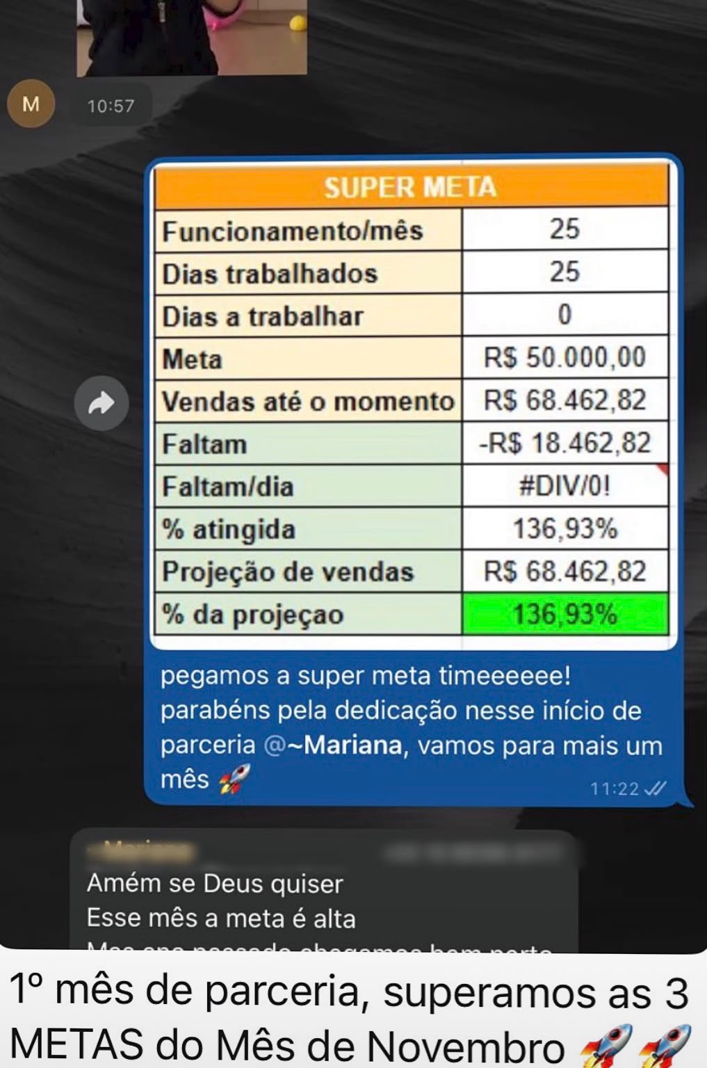 Print de resultado de vendas — Super Meta batida