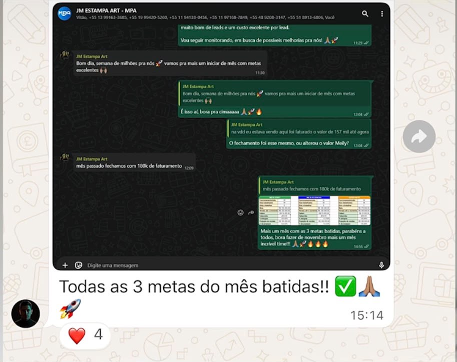 Print de resultado de vendas — faturamento mensal