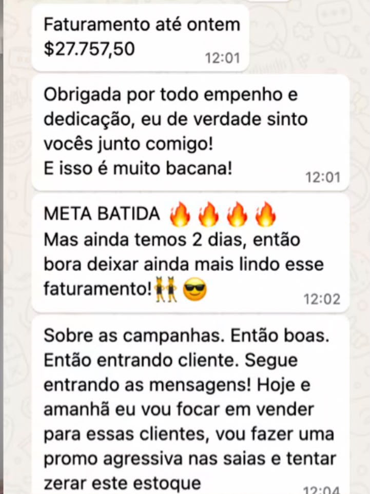 Print de resultado — faturamento até a data